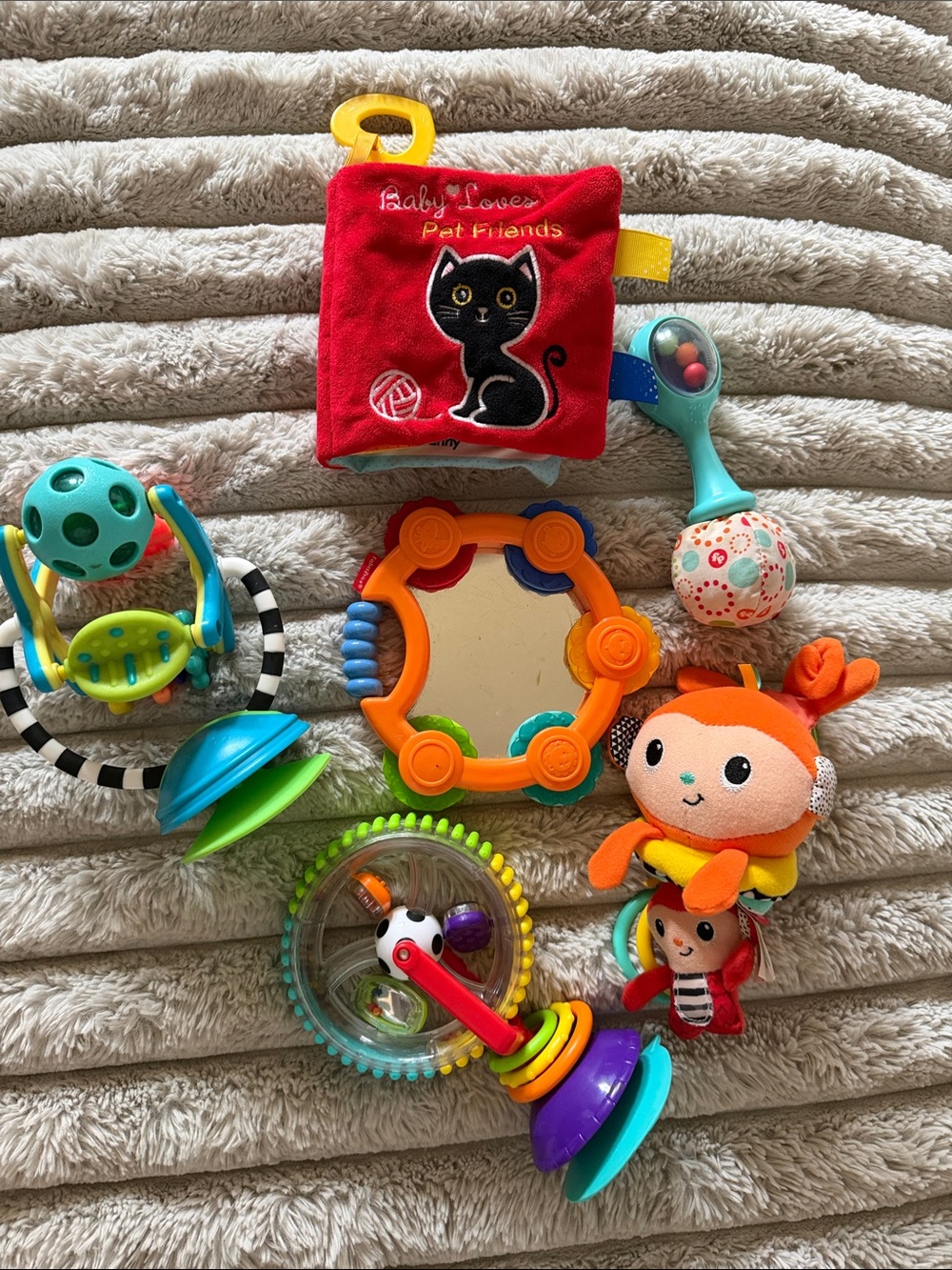 Bundle of Friends Red Soft Sensory Cloth Book - Baby Toy Set